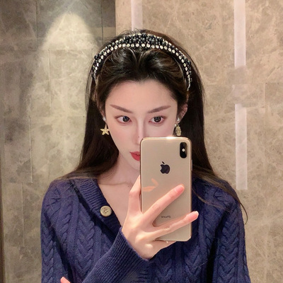 水钻珍珠发箍女不规则高颅顶头箍