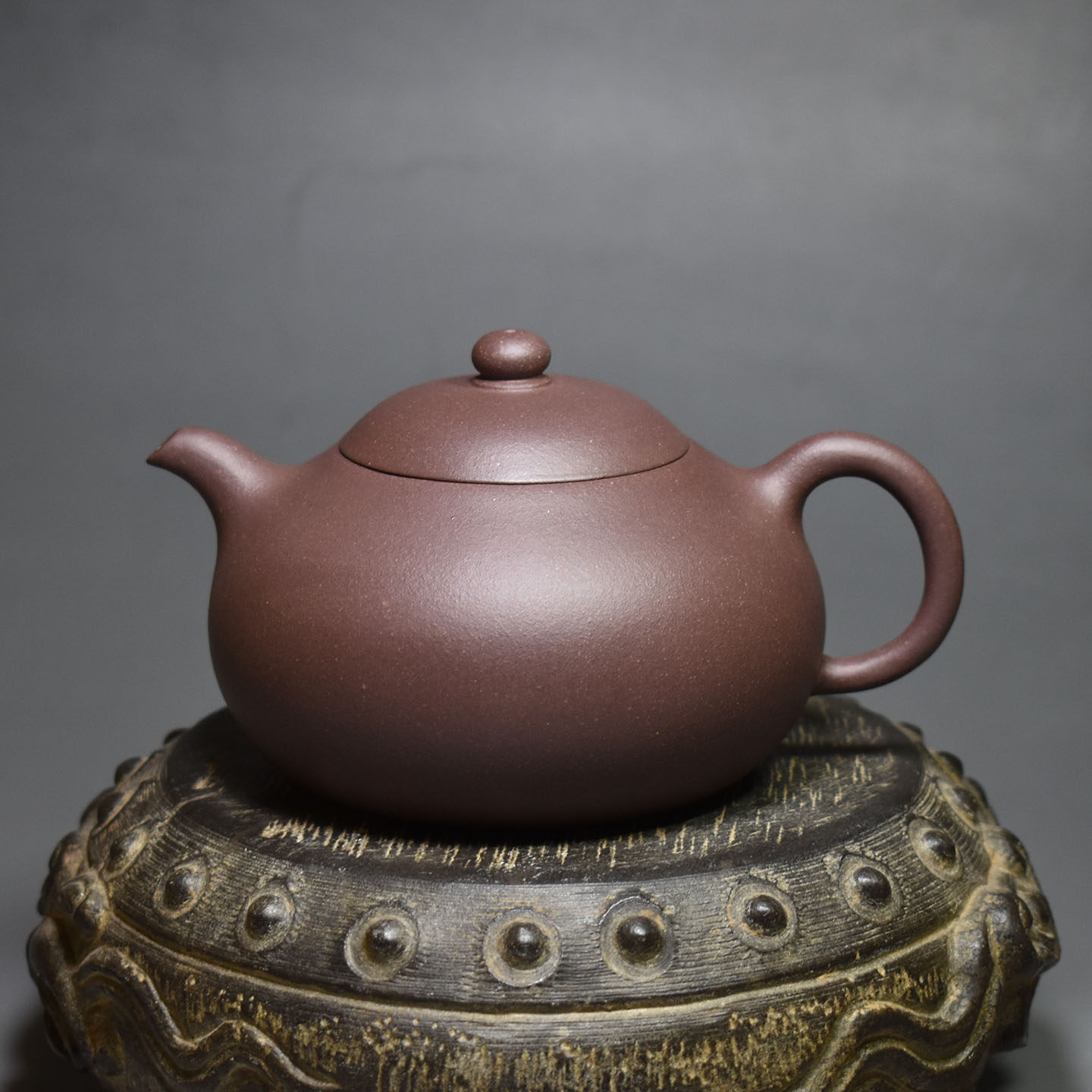 老缶宜兴原矿紫砂石磨莲心茶壶