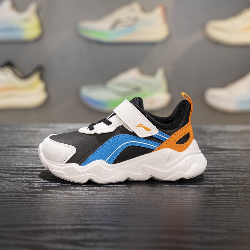 李宁儿童运动鞋2023秋季新款男小童加绒保暖魔术贴休闲鞋YKNT152