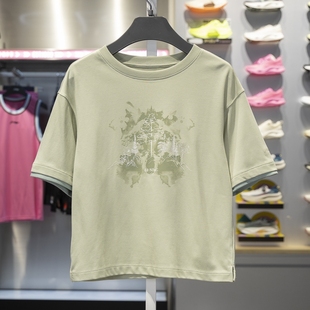 文化衫 CROSS女子吸湿排汗宽松短袖 AHSU506 新品 李宁T恤2024秋季