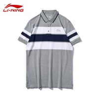 Áo thun thể thao ngắn tay chính hãng Li Ning nam 2019 hè mới thời trang ve áo sọc thường áo thun APLP051 - Áo polo thể thao áo polo nữ form rộng