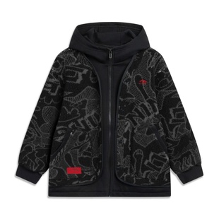 李宁儿童休闲外套2026春季 男女小大童宽松保暖外套YFDW075 新款