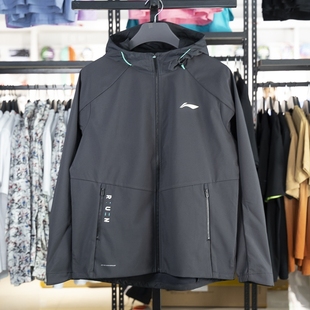 李宁风衣男2024冬季 跑步系列男子反光防泼水软壳外套AFDU351 新款