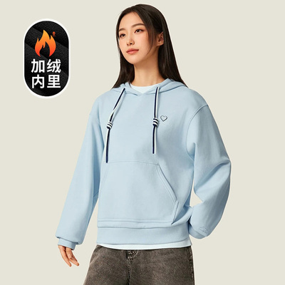 李宁女子连帽加绒保暖套头卫衣