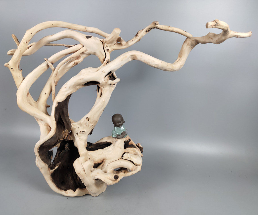 天然杜鹃木继木根雕摆件风化木随形实木树根笔架鸟架灯挂居家装饰