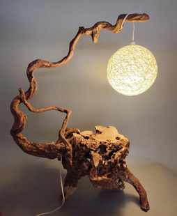 天然树根随形灯架禅意创意台灯居家会所茶楼意境装饰杜鹃根鸟架