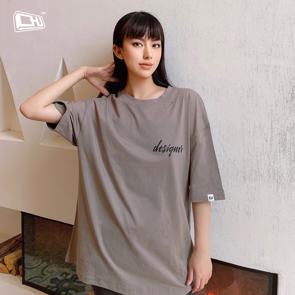 潮牌T驼色oversized打底宽松半袖纯棉潮流