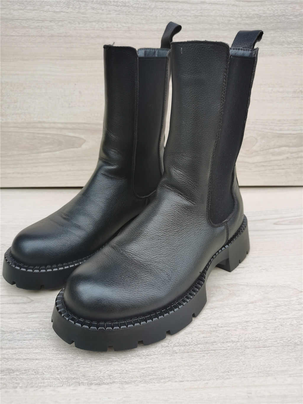 BRAND: FALL|WINTER WOMENS BOOTS LEATHER MARTIN BOOTS BRITISH STYLE MID-BARREL PIPE CHELSEA BOOTS A20513