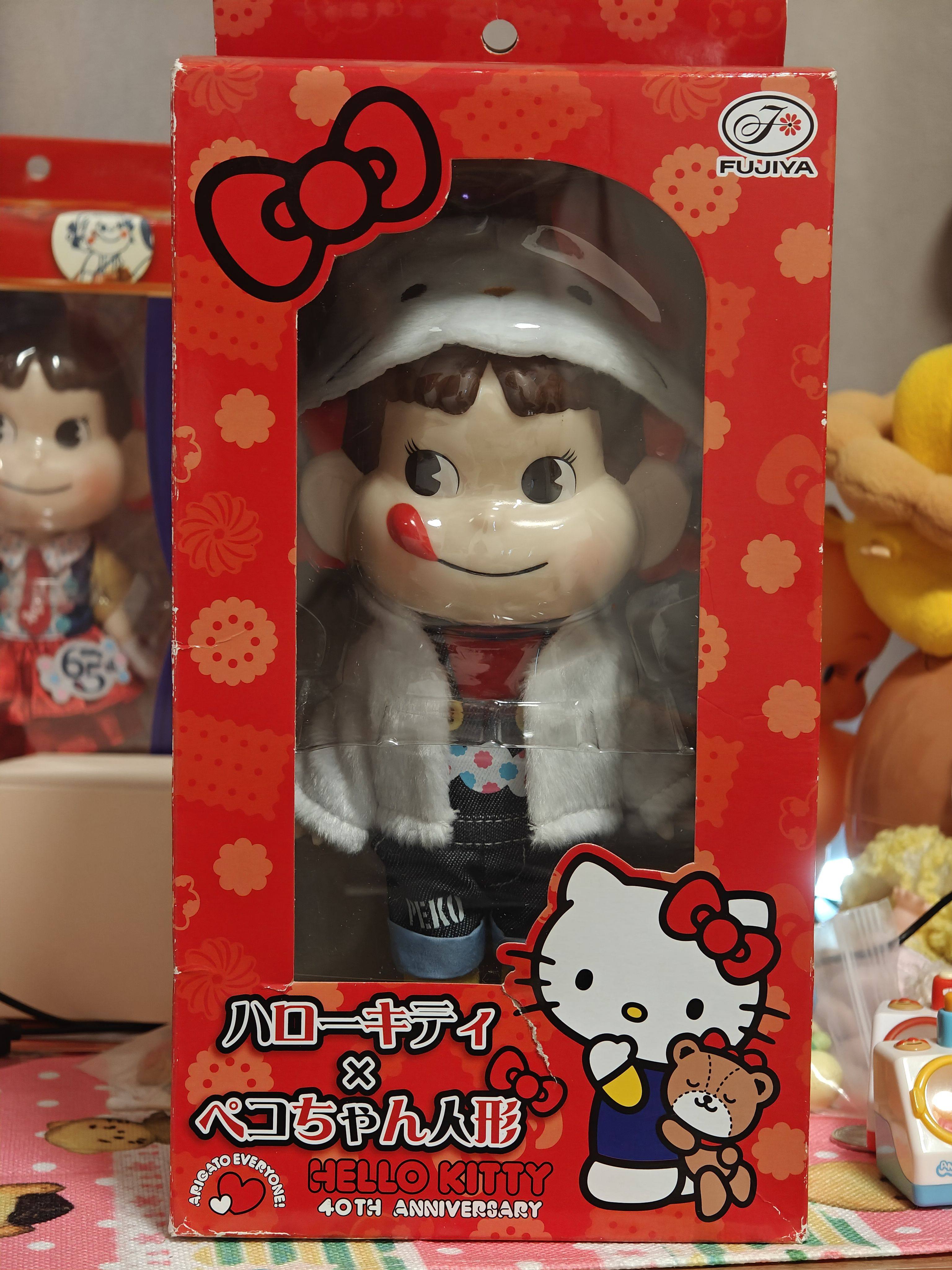 现货日本中古玩具不二家牛奶妹peko酱kitty变装娃娃摆件瑕疵