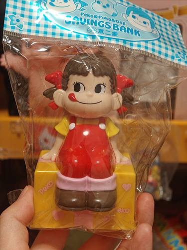 现货日本中古玩具不二家牛奶妹peko 存钱罐储蓄罐摆件