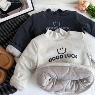 儿童打底衫三层夹棉加厚一件过冬宝宝半高领男女童保暖内胆抗寒衣