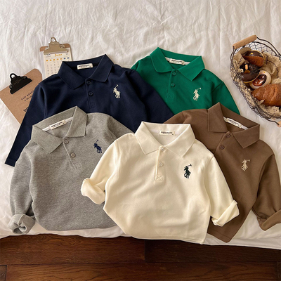 儿童长袖恤翻领polo衫春秋薄款