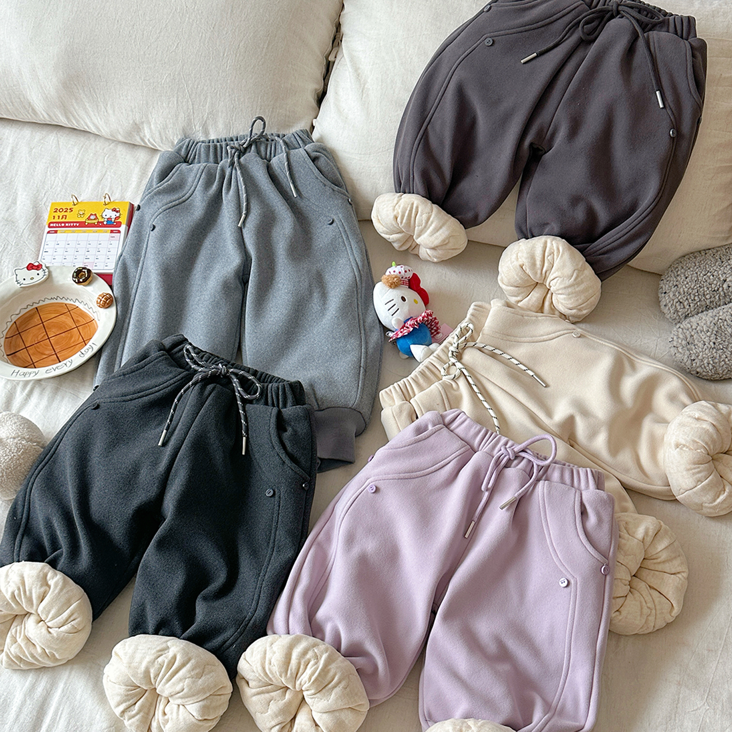 儿童加厚棉裤蚕丝棉一条过冬宝宝男女童保暖三层夹棉裤子外穿北方