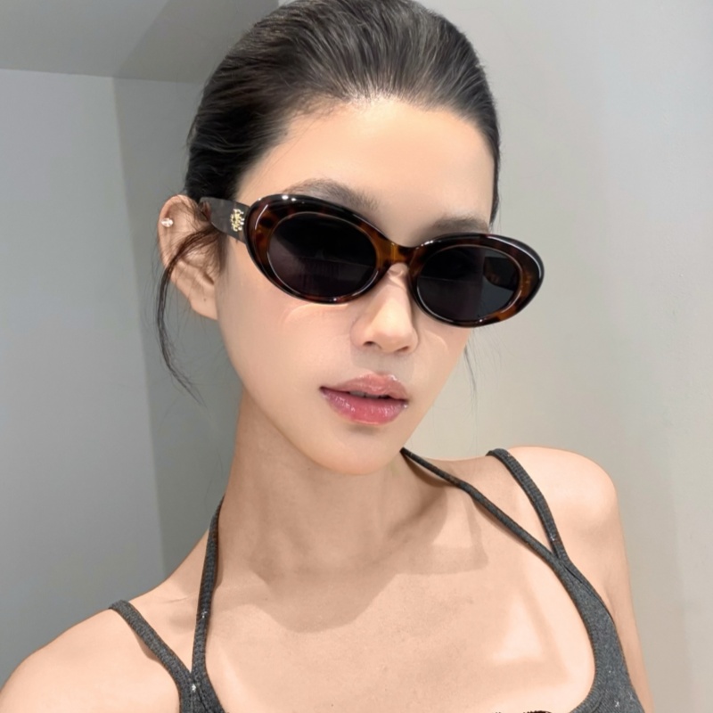复古椭圆猫眼豹纹欧美辣妹风墨镜