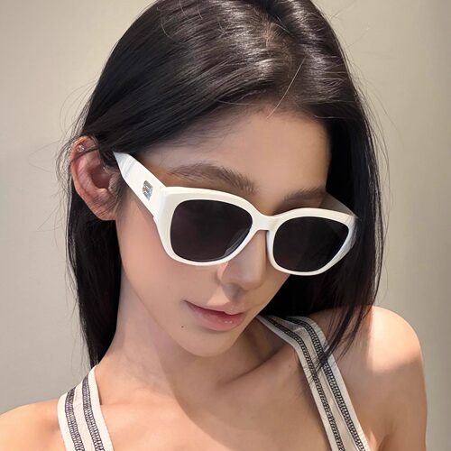 复古白框方框猫眼墨镜女潮高级感