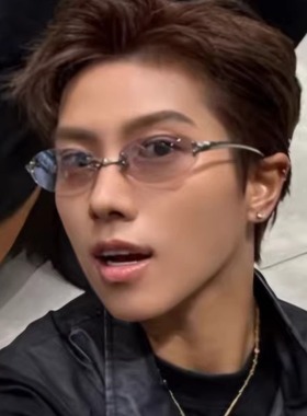 无框椭圆形猫眼水银色高级感墨镜