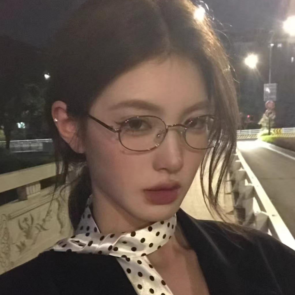韩版复古椭圆金属黑框高智感眼镜