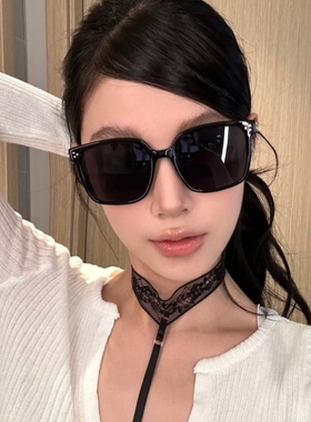 复古黑色方形gm墨镜女潮圆脸显瘦