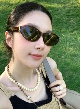 韩版复古猫眼橘红茶色偏光防晒gm墨镜女潮方圆脸显瘦高级太阳眼镜