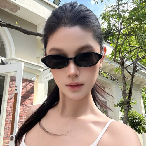 椭圆猫眼黑色时髦墨镜高级网感