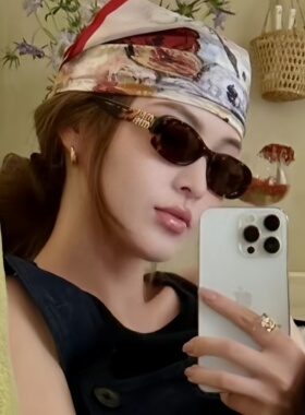 复古法式椭圆猫眼豹纹太阳眼镜女