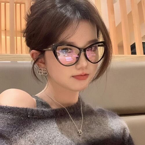 黑框猫型素颜神器镜框女大框眼镜