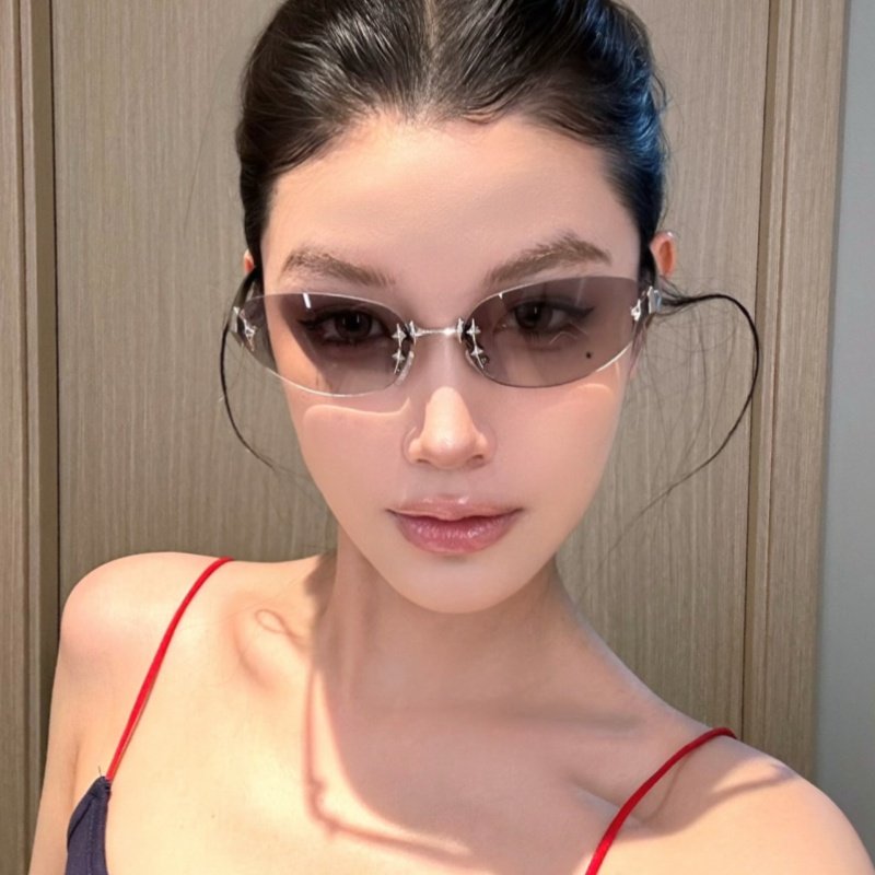 2024新款欧美风星星椭圆猫眼墨镜