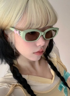 韩版gm墨镜多巴胺绿色猫眼女小脸