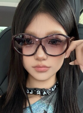 欧美大框酒红色Y2K复古千禧辣妹风墨镜方圆脸显瘦街拍防晒太阳镜