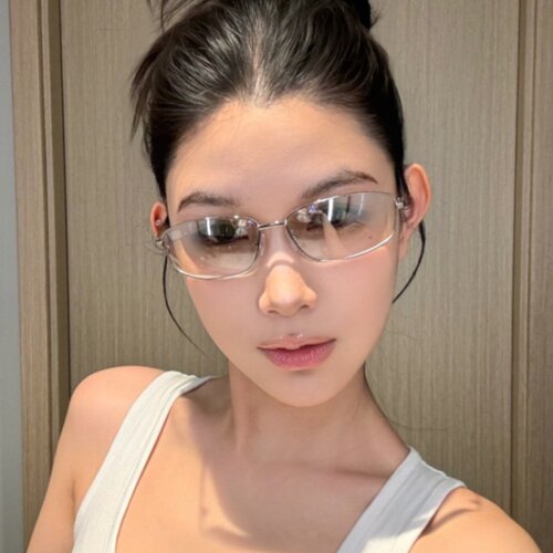 金属水银色Y2K复古椭圆太阳眼镜