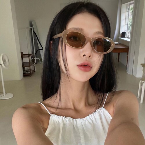 韩系椭圆猫眼女款茶色墨镜2023新