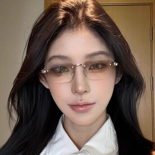 无框猫眼Y2K水银色千禧辣妹墨镜