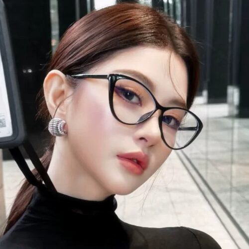 复古猫眼黑框防蓝光近视眼镜女