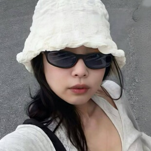 Jennie同款墨镜猫眼蓝色高级感街拍防紫外线凹造型太阳眼镜女款潮