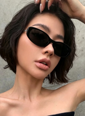 吐司镜椭圆形猫眼欧美辣妹风墨镜