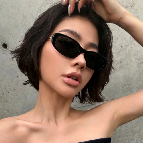 吐司镜椭圆形猫眼欧美辣妹风墨镜