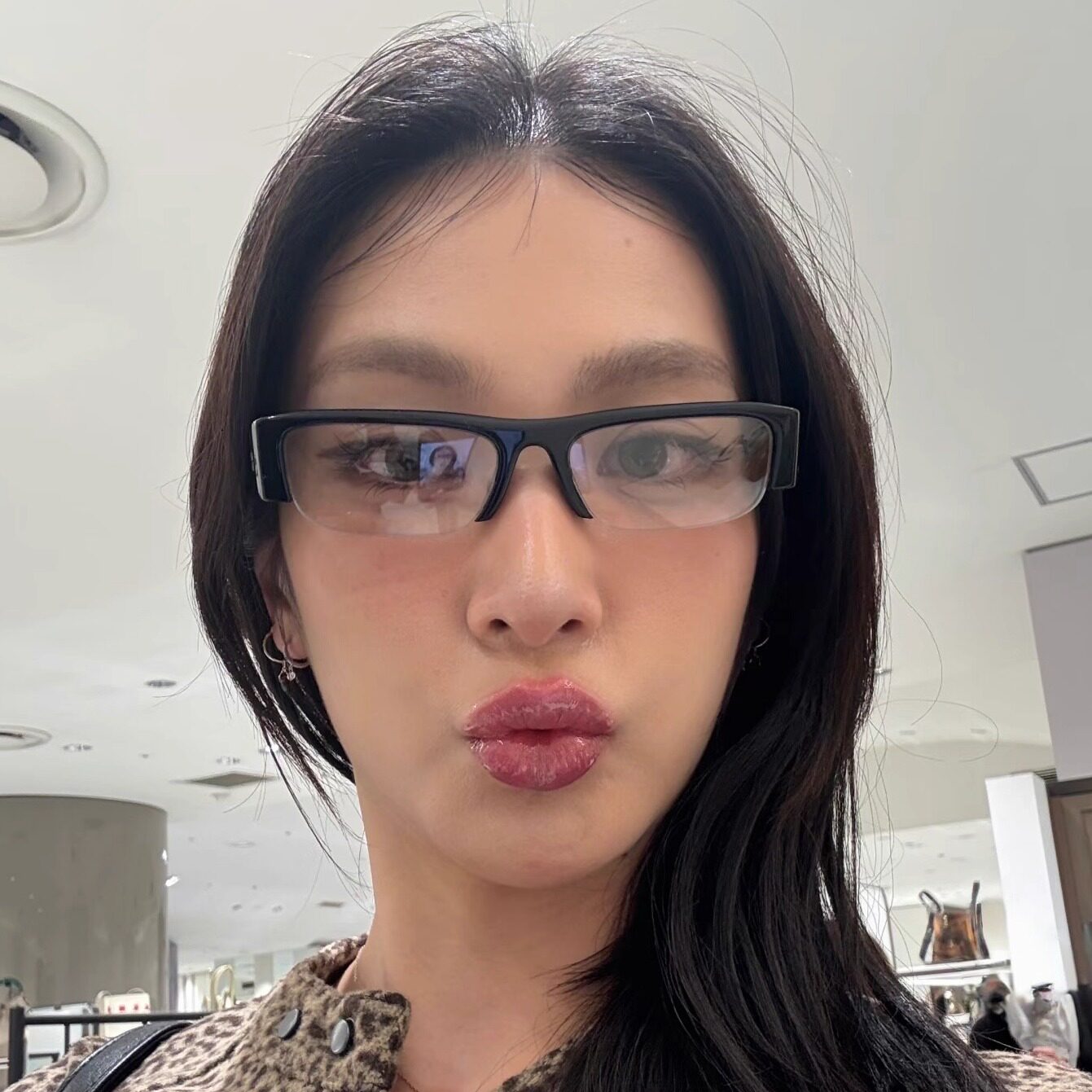 复古黑框素颜半框长方形欧美眼镜