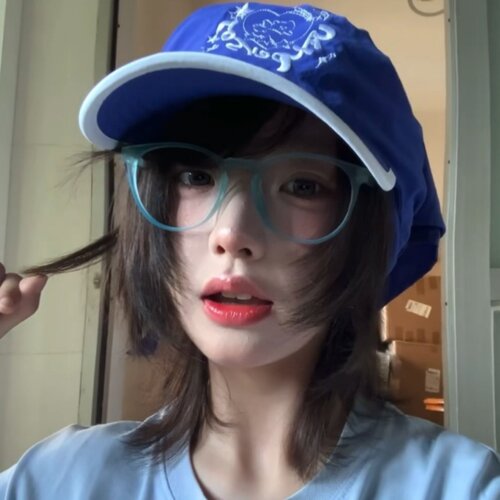 韩版复古圆框磨砂蓝色甜妹眼镜