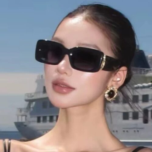 复古大方框时髦高级感金属墨镜女