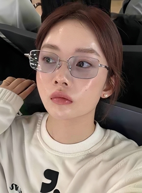 复古韩版浅蓝色金属gm墨镜女款