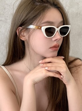 复古猫眼白色gm墨镜款网红高级感