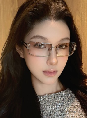 金属无框镶钻水银色欧美辣妹墨镜