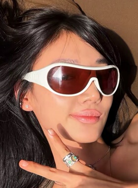 欧美一体式白色发箍高级感墨镜