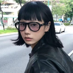 欧美复古辣妹浅粉色gm墨镜高级感大脸显瘦防晒椭圆蛤蟆镜太阳眼镜