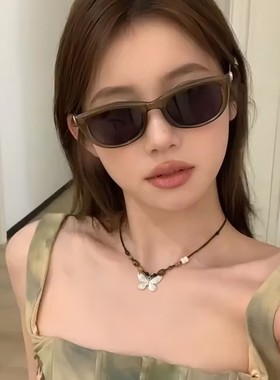 复古猫眼欧美式gm绿色椭圆墨镜女