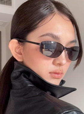 复古美式老钱风黑色猫眼街拍时髦墨镜高级感防晒防紫外线太阳眼镜