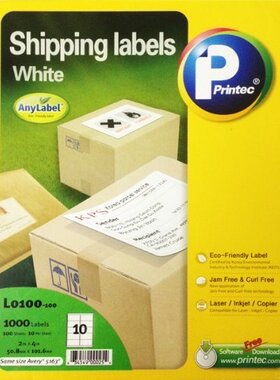 Printec L0100 普林泰科 (美标)100张不干胶标签纸50.8x101.6mm