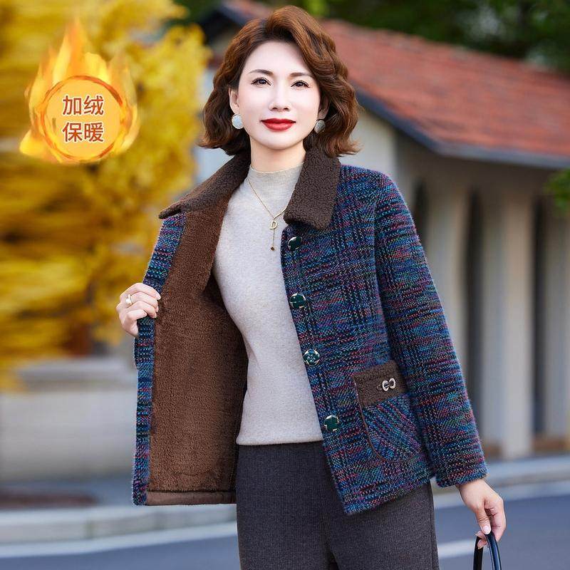 中老年妈妈装加绒加绒保暖外套