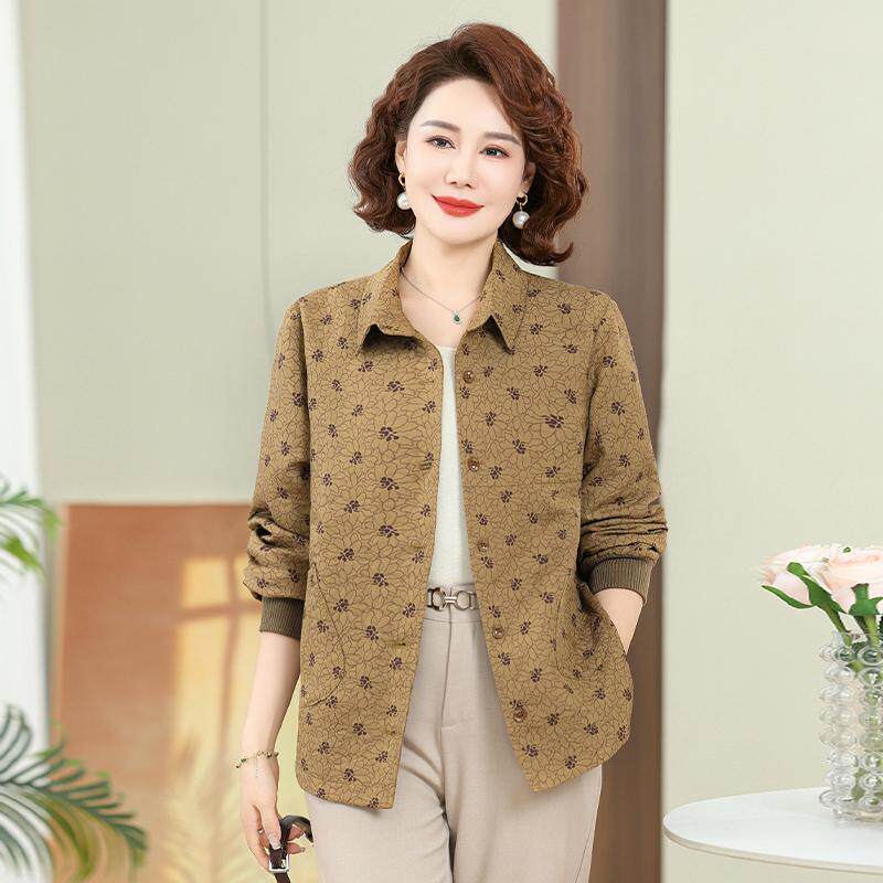 中老年女春秋新款外套妈妈装夹克衫宽松大码薄款上衣洋气小香风