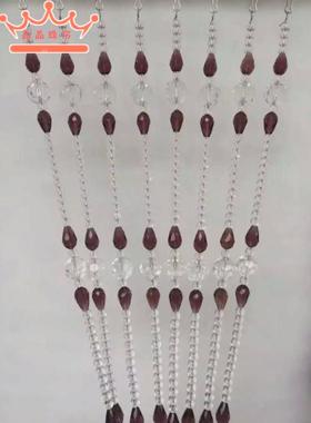 客厅卧室背景成品水晶珠帘门帘玄观隔断水晶珠挂帘珠帘吊帘中紫色